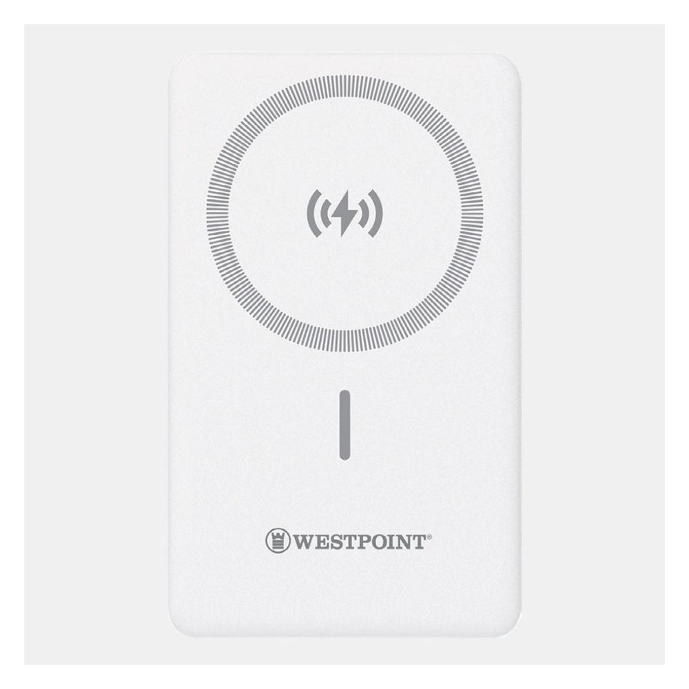 West Point Magnetic Wireless 10000mAh Power Bank, White, WP-1200 - Main Image
