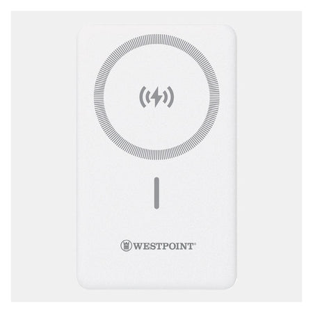 West Point Magnetic Wireless 10000mAh Power Bank, White, WP-1200 - Main Image