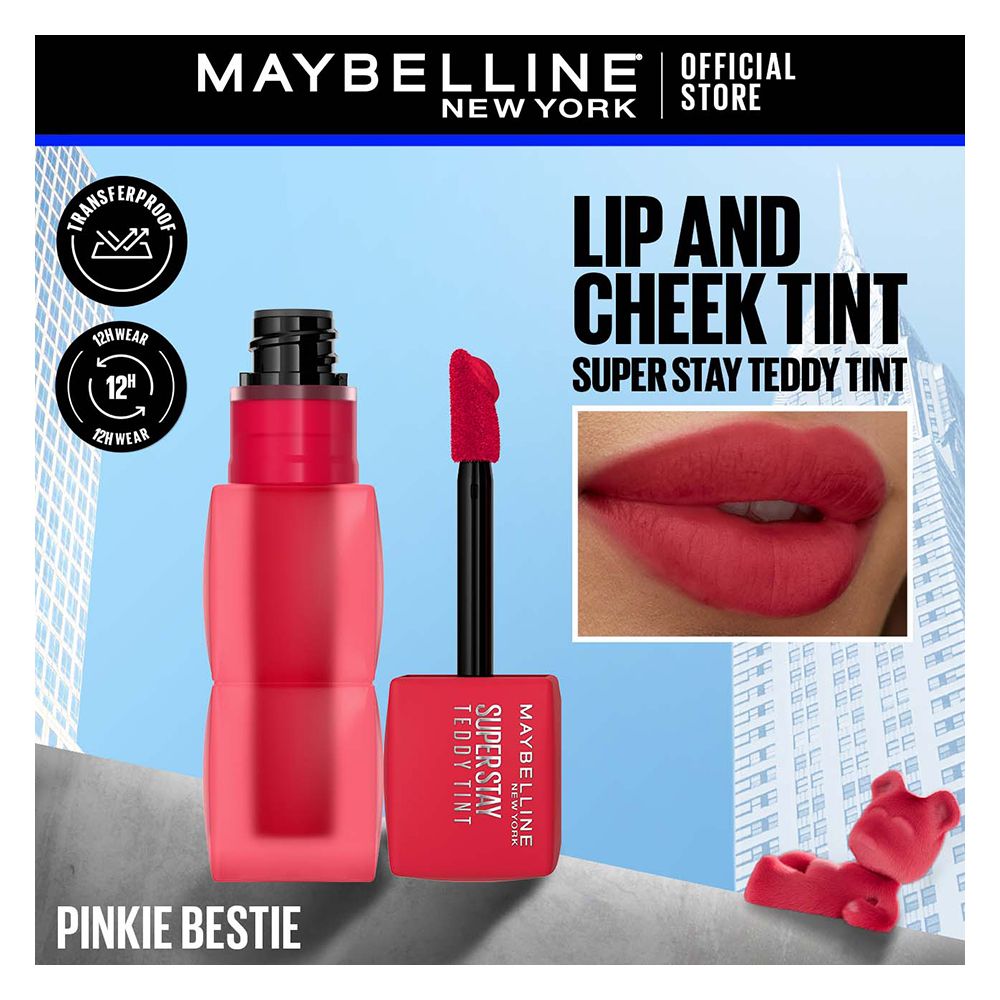 Maybelline New York Superstay Teddy Tint, Lip and Cheek Color, 5ml, 65 Pink Bestie - Main Image