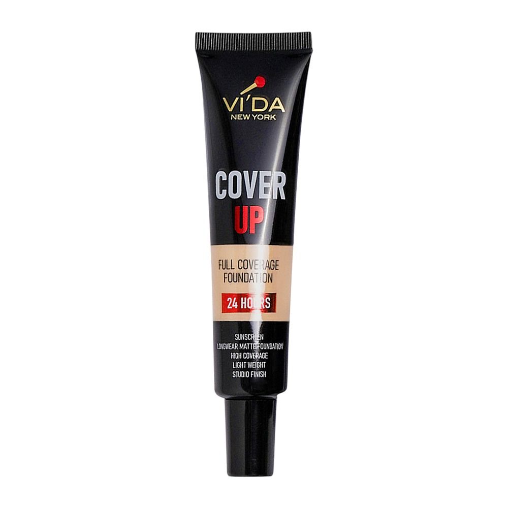 Vi'da New York Cover Up Full Coverage Foundation 24 Hours, Sunscreen, Mattifying, Oil Free, Studio Finish & Lightweight, Non-Comedogenic, 355 Rich Tan, 30ml - Image 2