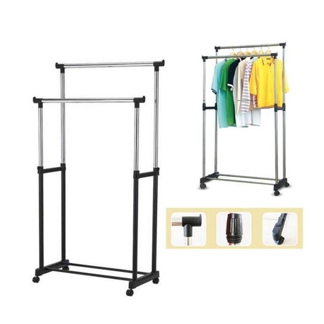 Double Pole Telescopic Clothes Rack Good Quality Bar Clothes Hanger image 5