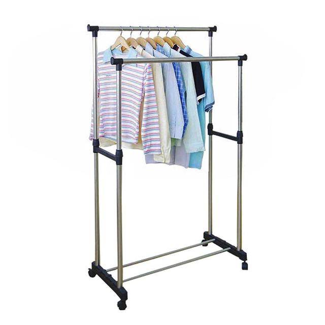 Double Pole Telescopic Clothes Rack Good Quality Bar Clothes Hanger image 4