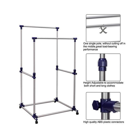 Double Pole Telescopic Clothes Rack Good Quality Bar Clothes Hanger image 3