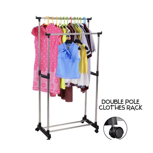 Double Pole Telescopic Clothes Rack Good Quality Bar Clothes Hanger image 2