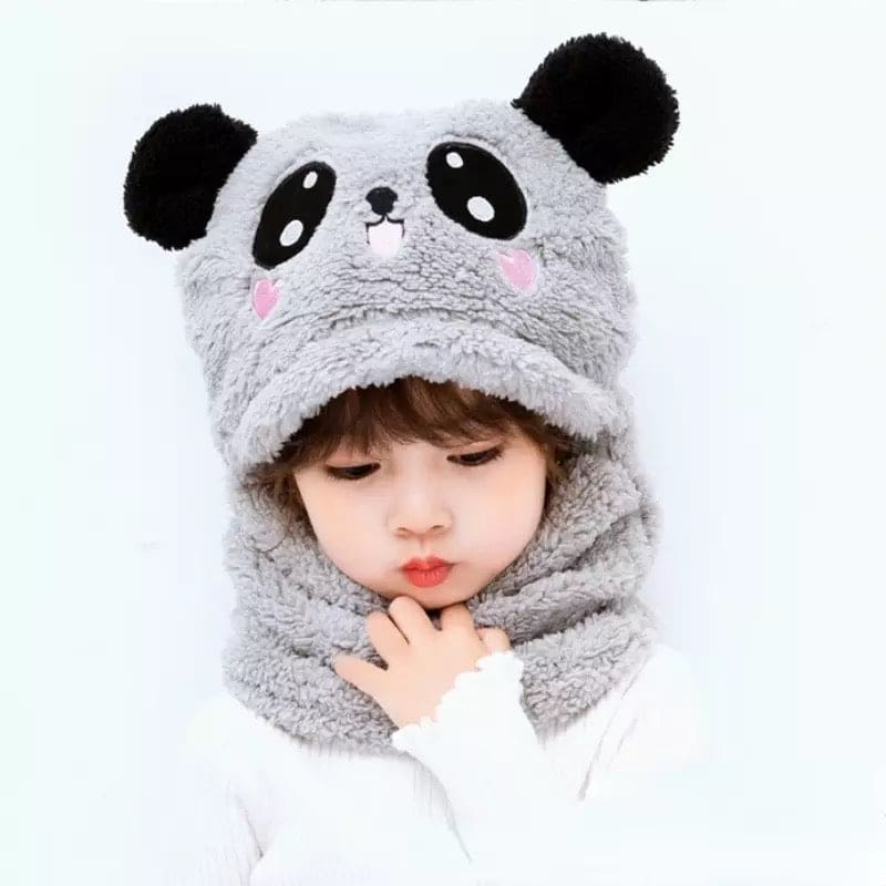 2 Pcs Premium Quality Winter Cute Children Cartoon Scarf Hats - image 5
