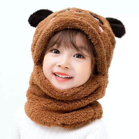 2 Pcs Premium Quality Winter Cute Children Cartoon Scarf Hats - image 7
