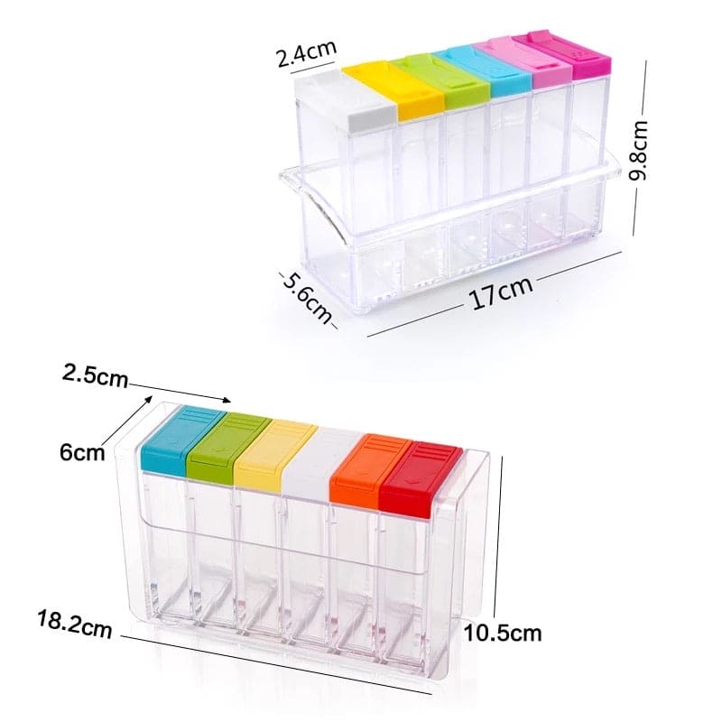 Set Of 6 Spice Box, Colorful Spice Container, Plastic Seasoning Box image 4