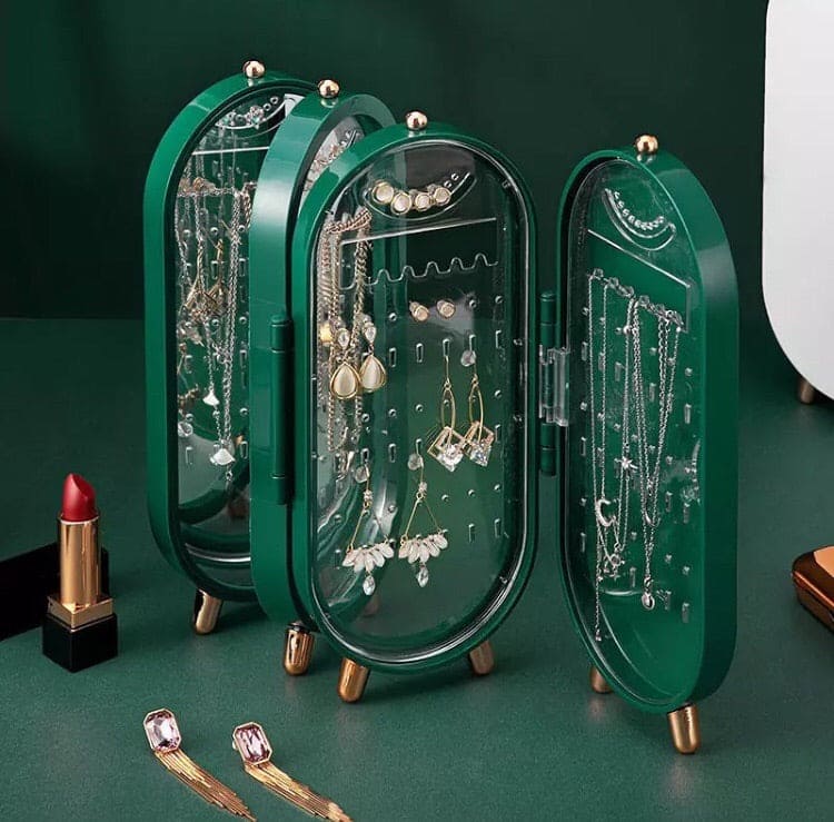 4 Doors Portable Jewelry Organizer With Mirror - image 1