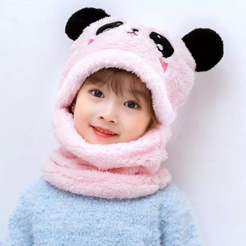 2 Pcs Premium Quality Winter Cute Children Cartoon Scarf Hats - image 1