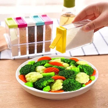 Set Of 6 Spice Box, Colorful Spice Container, Plastic Seasoning Box main image