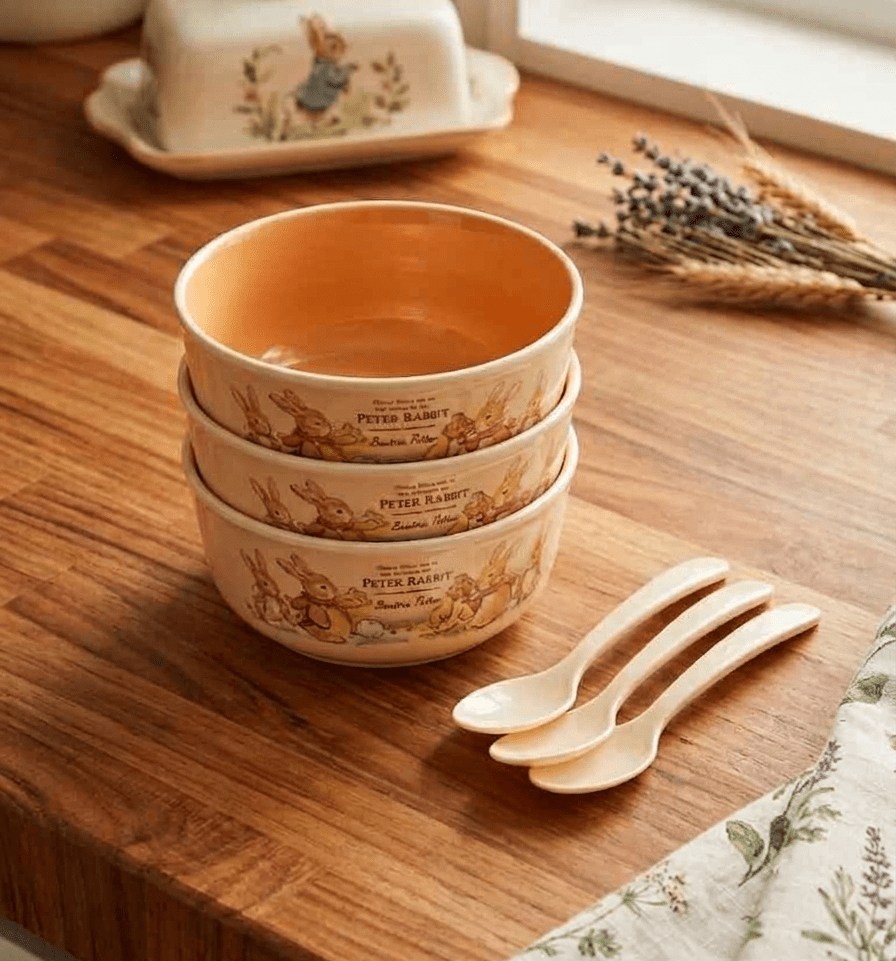 Bobby Rabbit “Wonderful Life” 6-Piece Feeding Set – Adorable Bunny-Themed Bowls & Spoons for Toddlers image 2