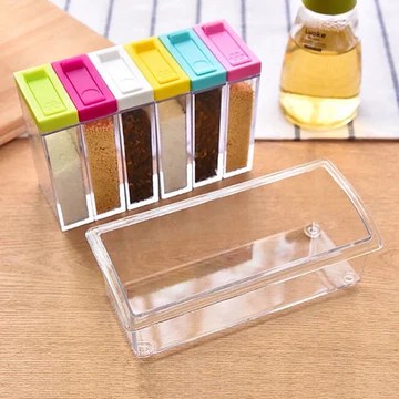 Set Of 6 Spice Box, Colorful Spice Container, Plastic Seasoning Box image 2