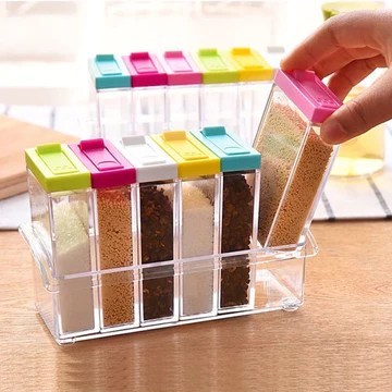 Set Of 6 Spice Box, Colorful Spice Container, Plastic Seasoning Box image 3