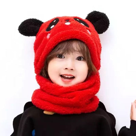 2 Pcs Premium Quality Winter Cute Children Cartoon Scarf Hats - image 6