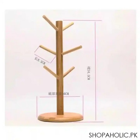 imperial six cup bamboo rack hanger stand mug tree coffee cup storage stand holder image2