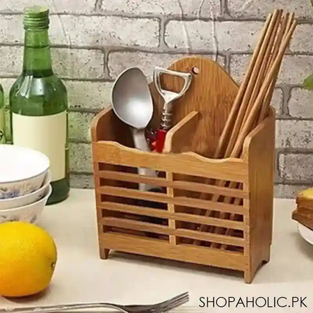 imperial wall mounted bamboo wooden spoon stand holder for kitchen and table decoration image4