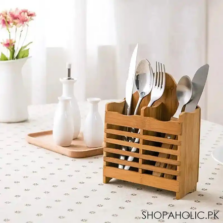 imperial wall mounted bamboo wooden spoon stand holder for kitchen and table decoration image6