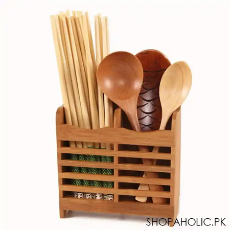 imperial wall mounted bamboo wooden spoon stand holder for kitchen and table decoration image8