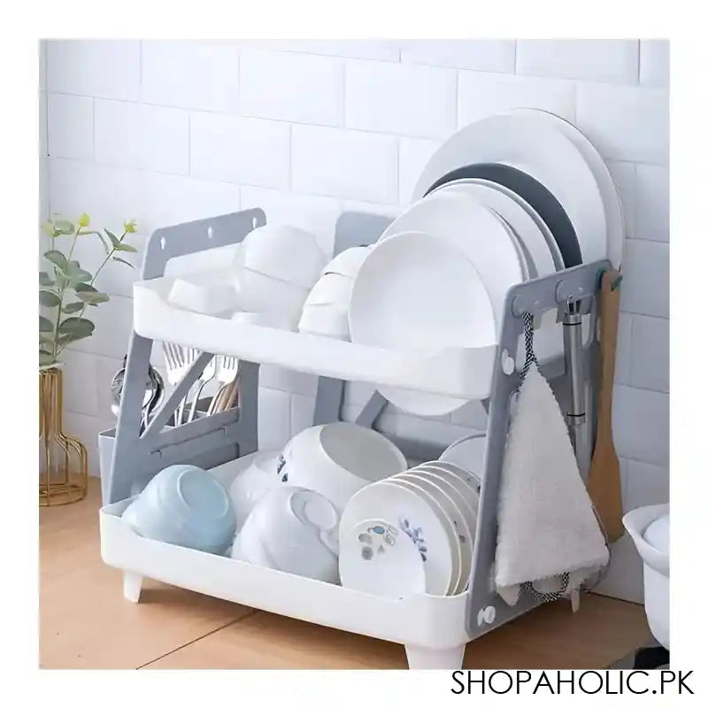Inaaya Traders Plastic 2-Tier Multifunctional Dish Rack, White, 101623 - Main Image