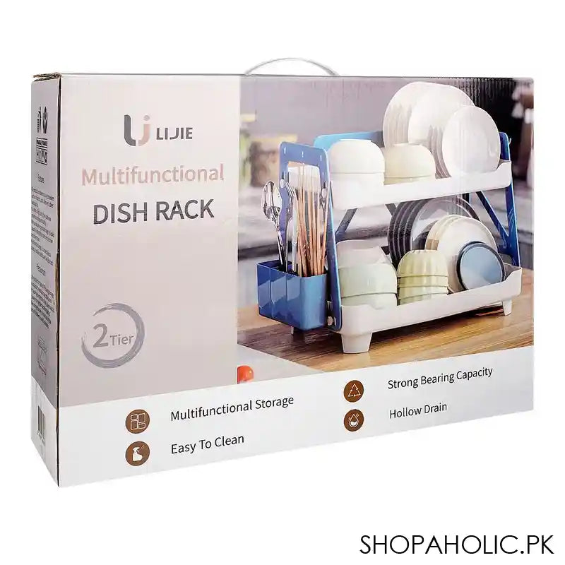 Inaaya Traders Plastic 2-Tier Multifunctional Dish Rack, White, 101623 - Image 4