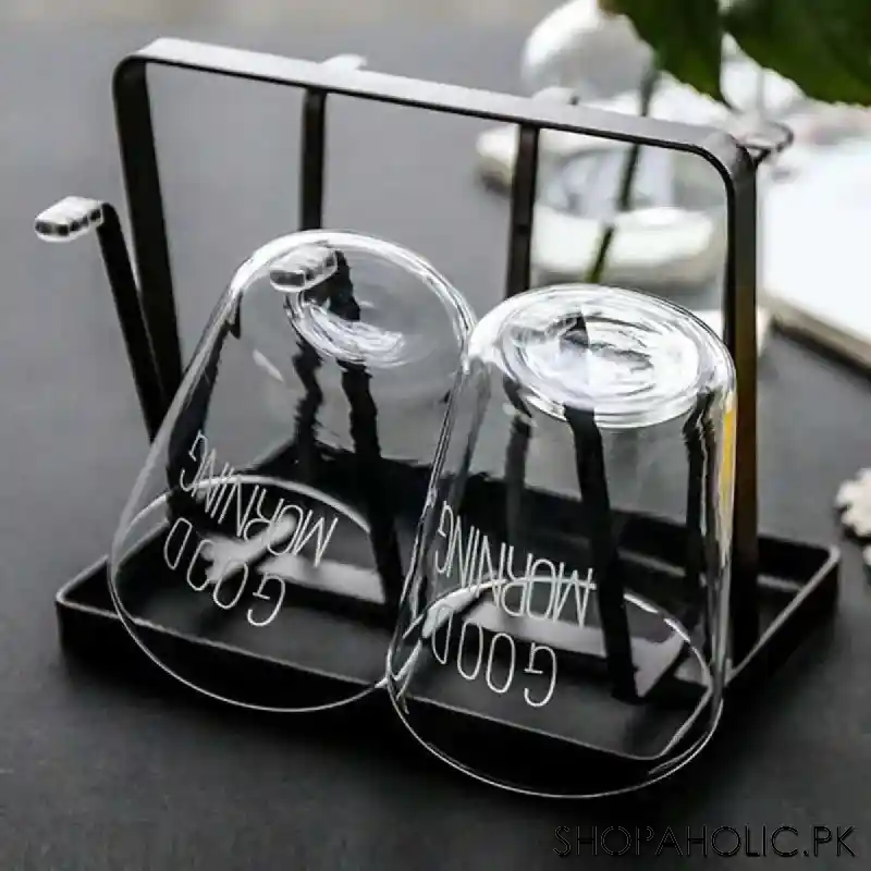 iron glass stand and cup holder image3