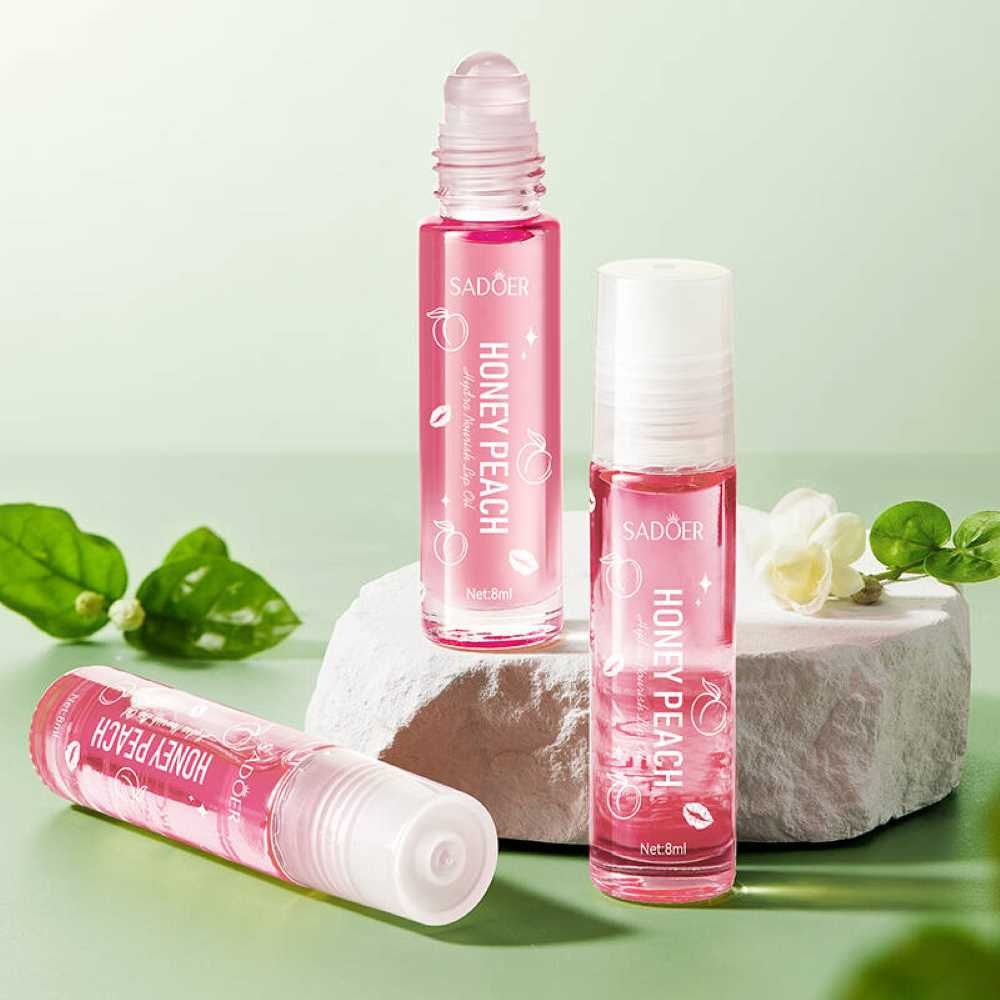 Sadoer Honey Peach Lip Oil, Hydrating & Nourishing, Reduces Lip Lines, 8ml, SD38478 - Image 2