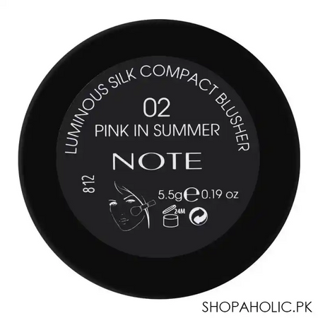 j. note luminous silk compact blusher, 02 pink in summer, with argan oil image3