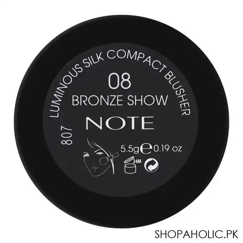 J. Note Luminous Silk Compact Blusher, 08 Bronze Show, With Argan Oil - Image 3