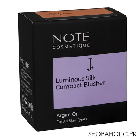 J. Note Luminous Silk Compact Blusher, Argan Oil, For All Skin Types, 5.5g, 03 Coral - Image 4