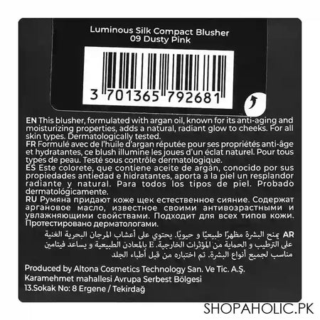 J. Note Luminous Silk Compact Blusher, Argan Oil, For All Skin Types, 5.5g, 09 Dusty Pink - Image 4