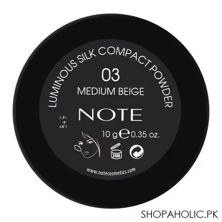 j. note luminous silk compact powder, 03 medium beige, with argan oil image3