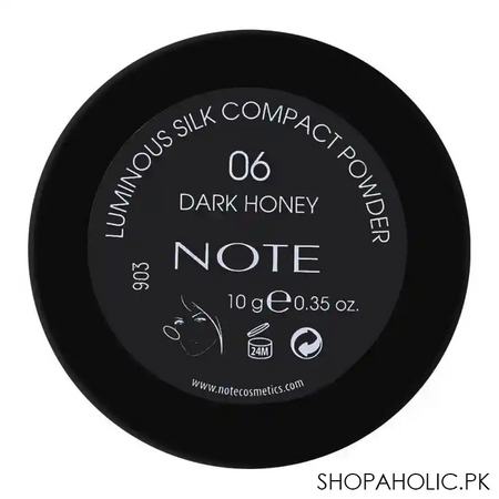 j. note luminous silk compact powder, 06 dark honey, with argan oil image3