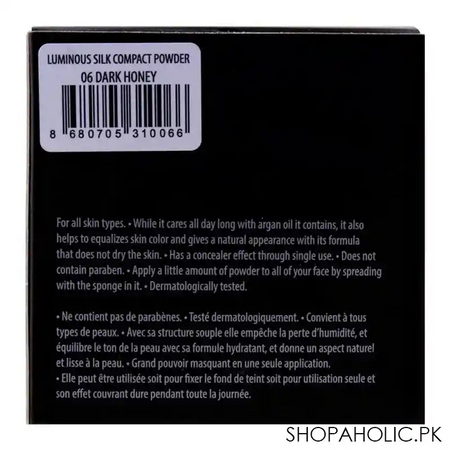 j. note luminous silk compact powder, 06 dark honey, with argan oil image5