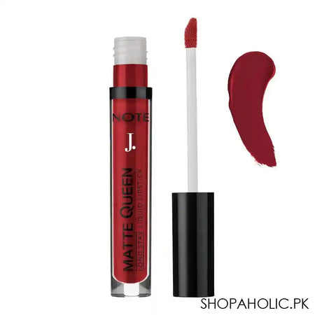 J. Note Matte Queen Long Stay Liquid Lipstick, 4ml, 15 Majestic Red - Image 3