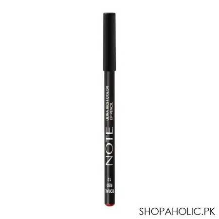 j. note ultra rich color lip pencil, 12 coral red image2