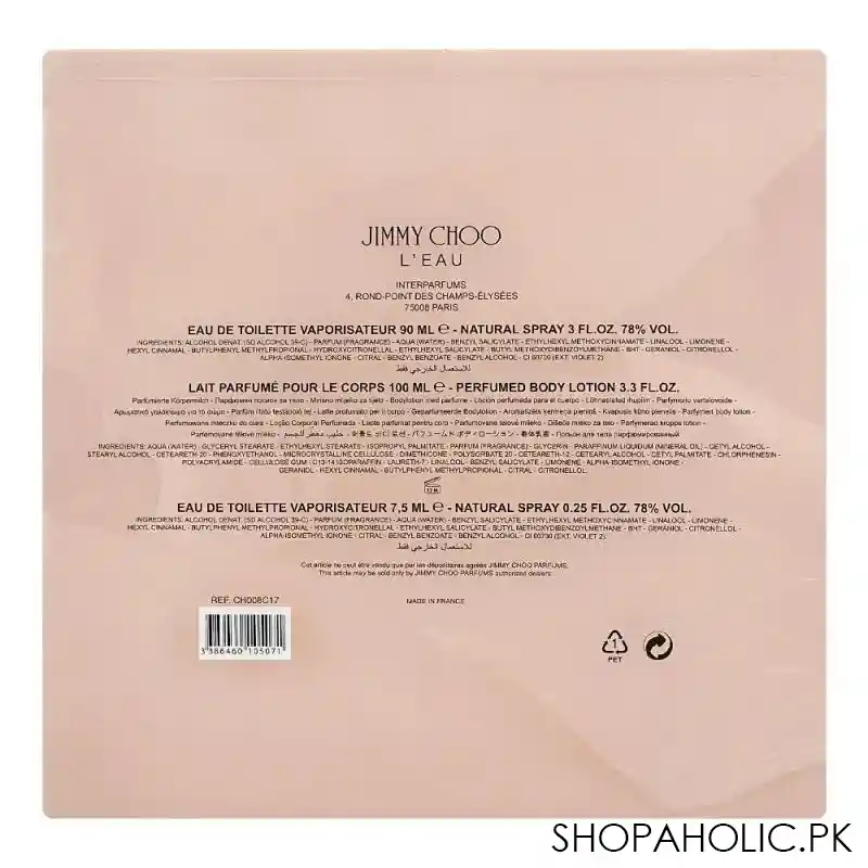 jimmy choo l'eau eau de toilette 90ml + body lotion 100ml + natural spray 25 set image4