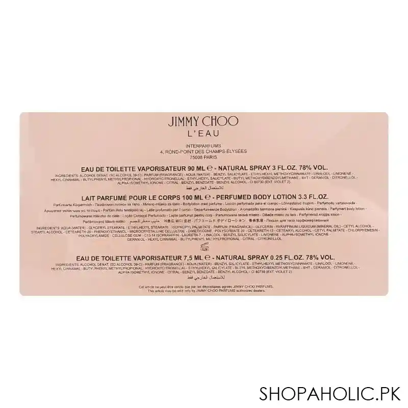 jimmy choo l'eau eau de toilette 90ml + body lotion 100ml + natural spray 25 set image5