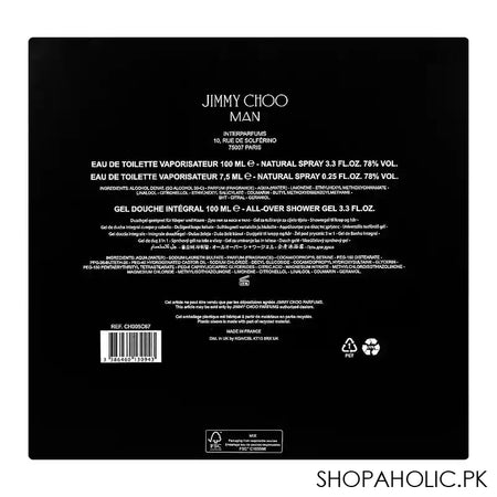 Jimmy Choo Man Perfume Set, Eau de Toilette Spray 100ml and 7.5ml+Shower Gel 100ml - Image 3