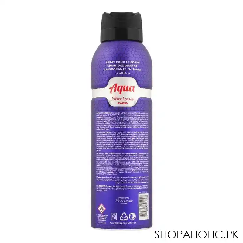 john louis paris aqua for men perfumed deodorant seductive body spray, 200ml image2