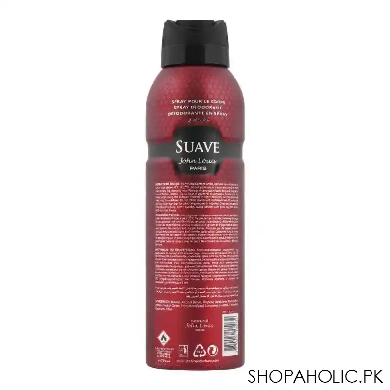 john louis paris suave for men perfumed deodorant seductive body spray, 200ml image2
