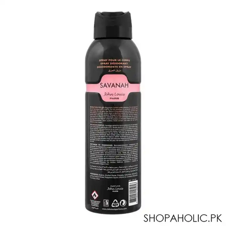 john louis savanah perfumed deodorant body spray, for women, 200ml image2