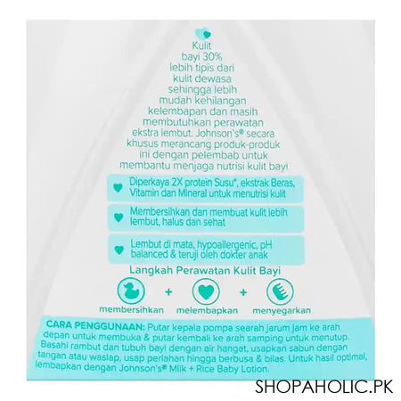 Johnson Milk+Rice Hair & Baby Body Bath, 500ml - Image 3