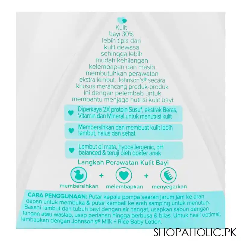 Johnson Milk+Rice Hair & Baby Body Bath, 500ml - Image 3