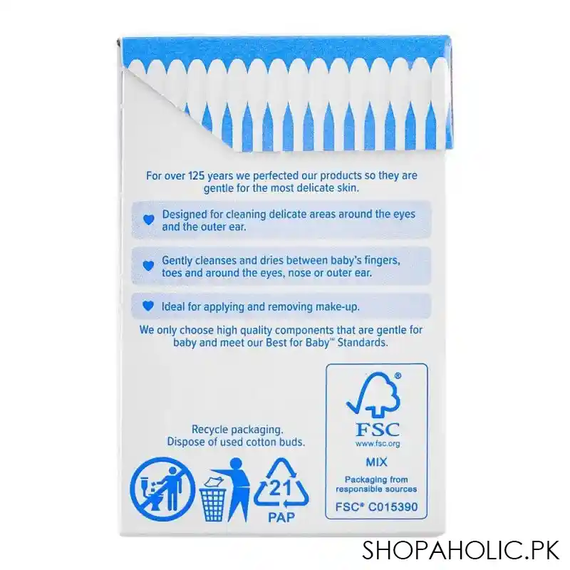 johnson's baby cotton buds, 100 pack image2