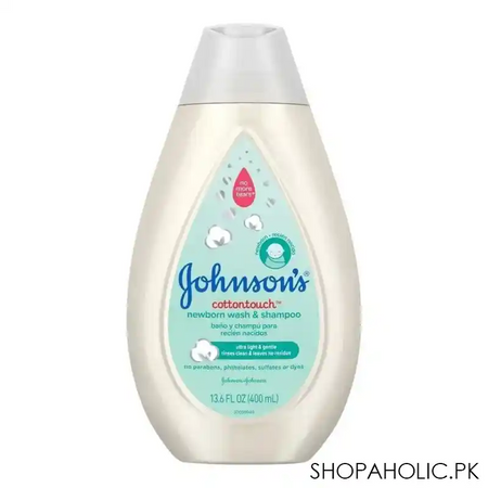johnson's cotton touch newborn wash & shampoo, 400ml main image