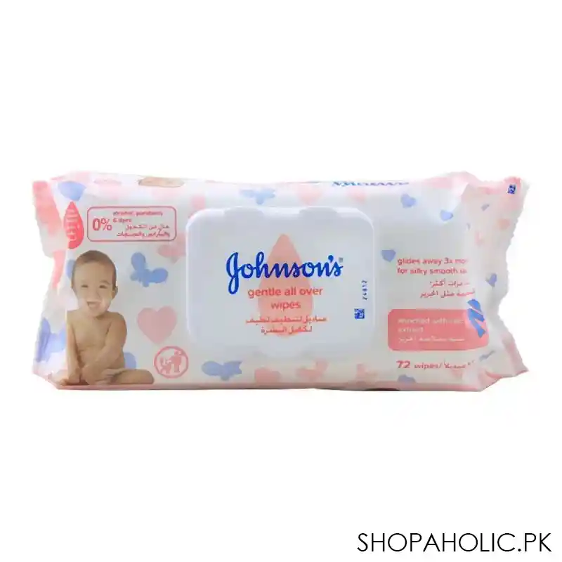 johnson's gentle all over baby wipes, 72 pack image2