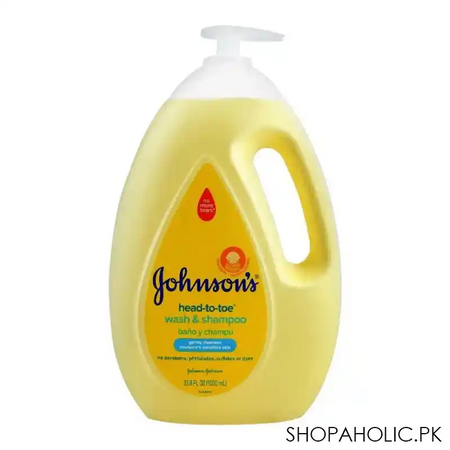 johnson's head to toe wash & shampoo, newborn, paraben & sulfate free, 1000ml main image