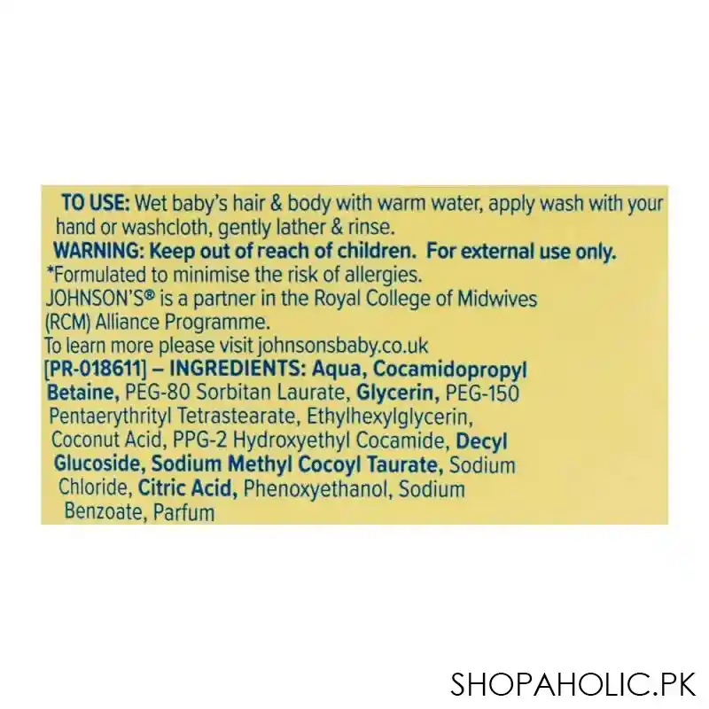 johnson's top to toe wash mild & gentle, 500ml image3