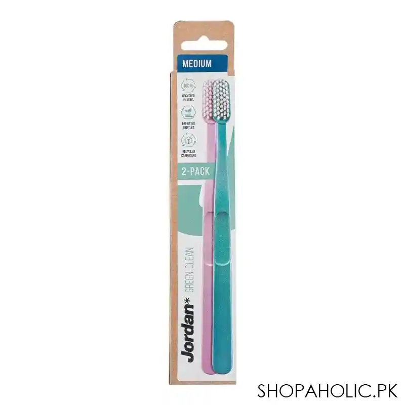 jordan green clean toothbrush, medium, 2 pack main image