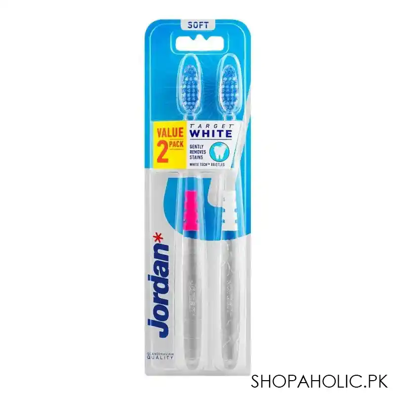 jordan target white toothbrush, soft, 2 pack main image